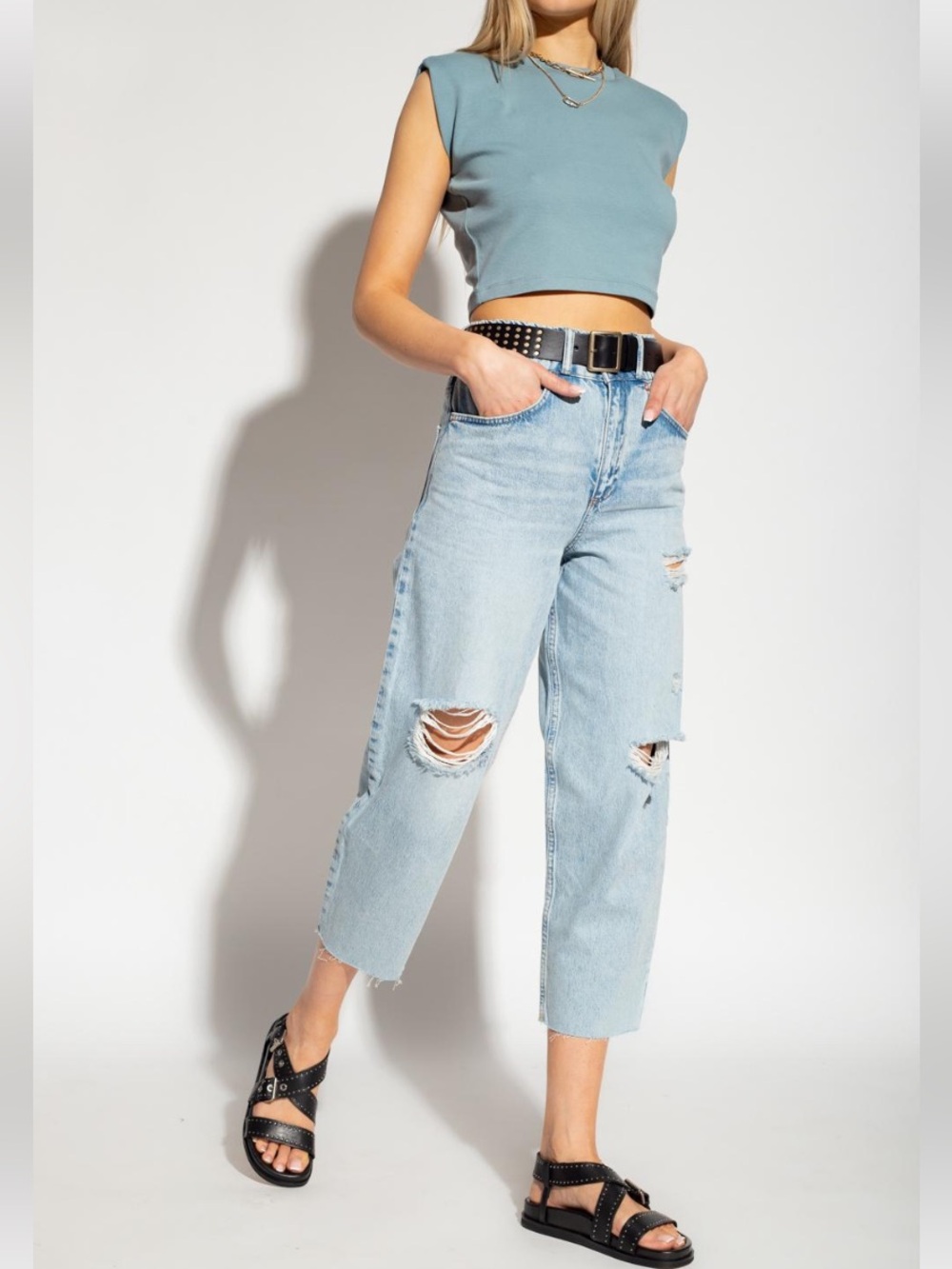Hailey Tapered Distressed Jeans